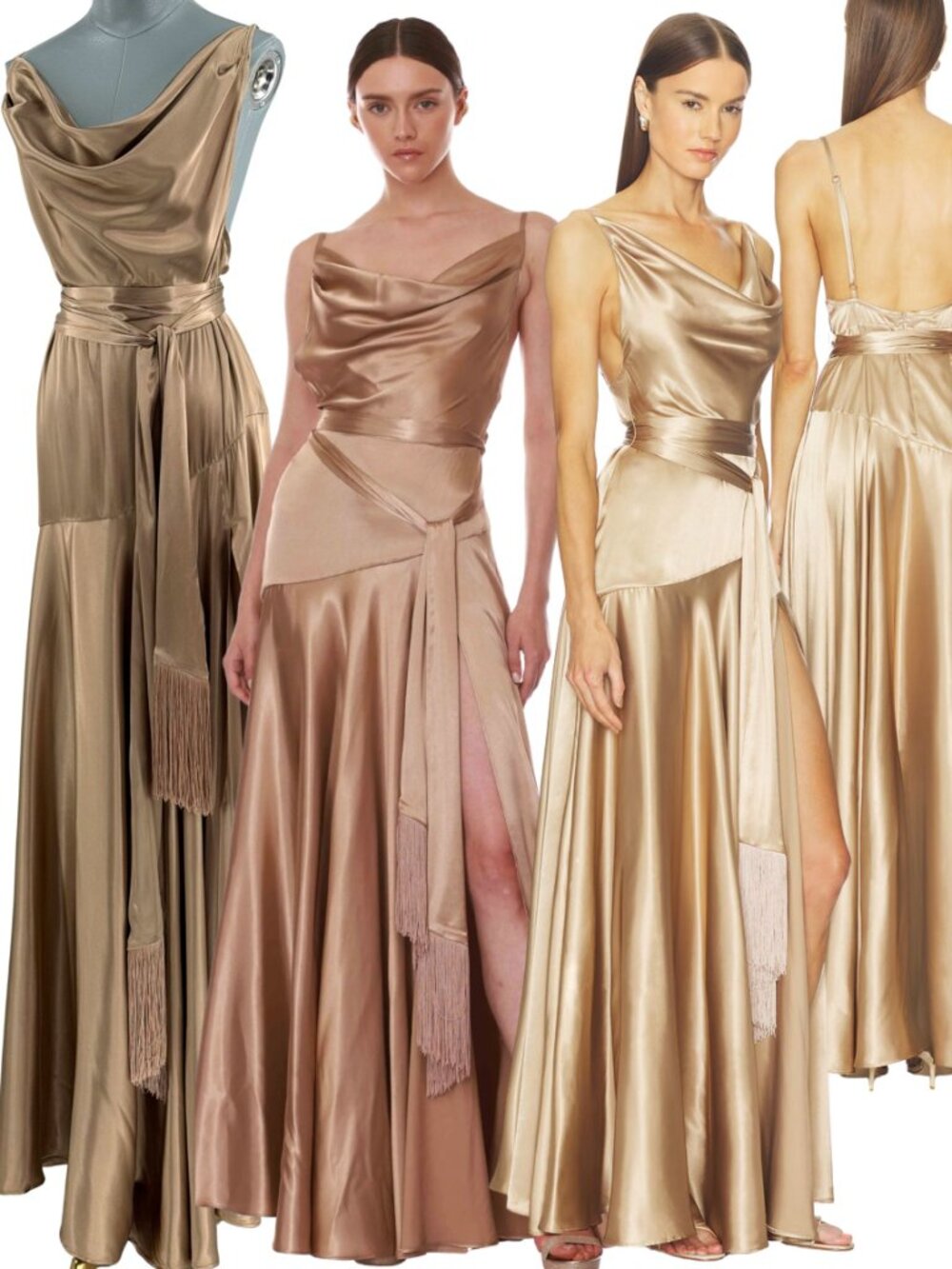 🆕 BRONX & BANCO 🧿 NWOT Leo Caramel Silk-Blend Maxi Dress, Sz L US 8
